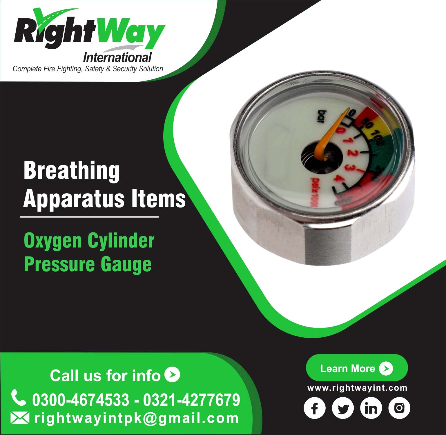 Oxygen Cylinder Pressure Gauge