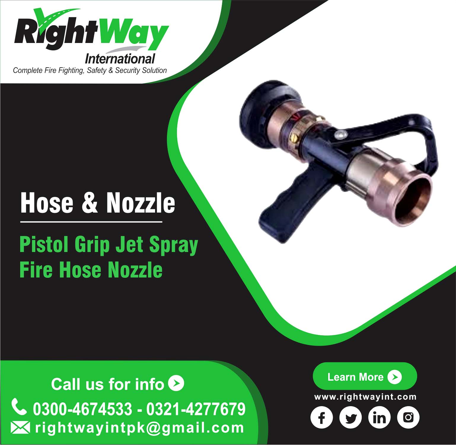 Pistol Grip Jet Spray Fire Hose Nozzle