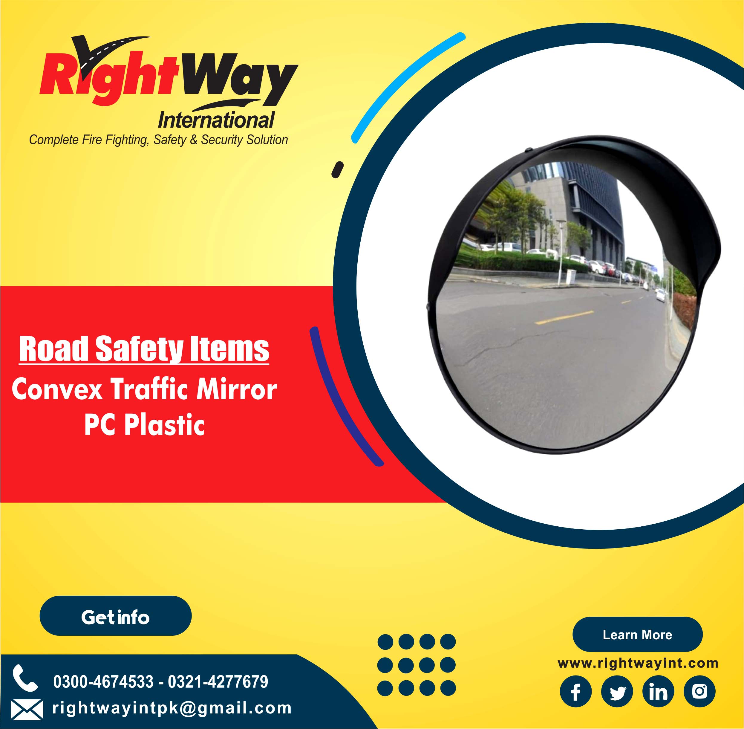 Convex Traffic Mirror PC Plastic