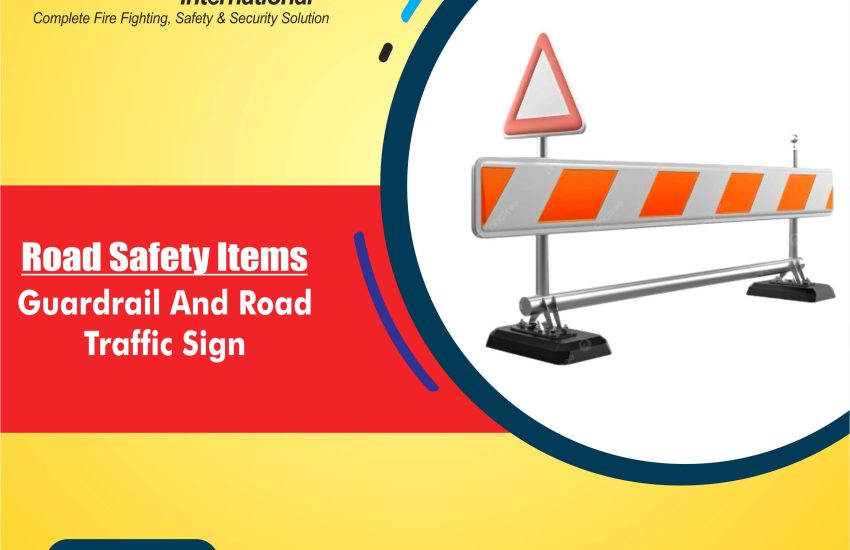 Guardrail And Road Traffic Sign