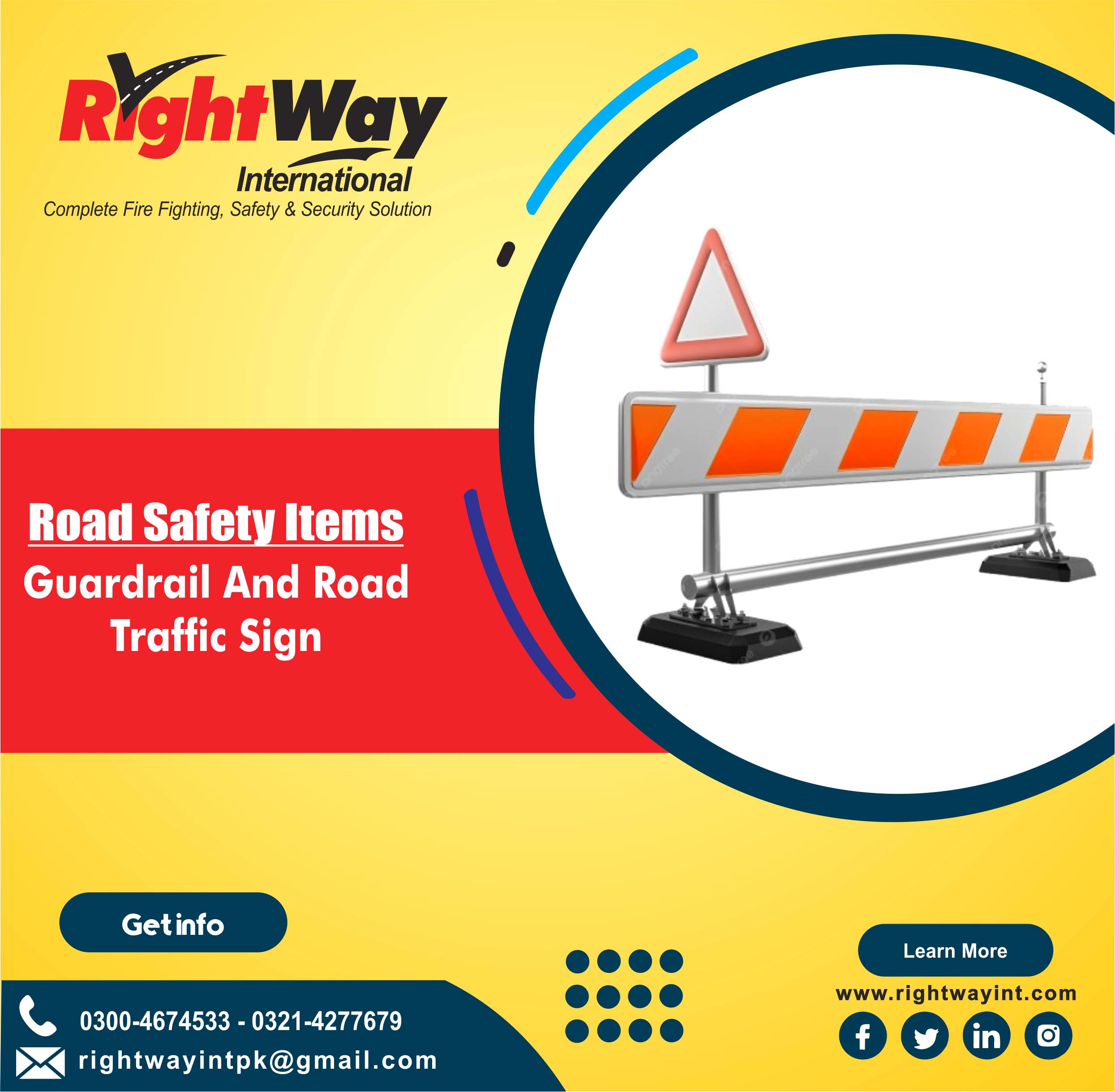 Guardrail And Road Traffic Sign