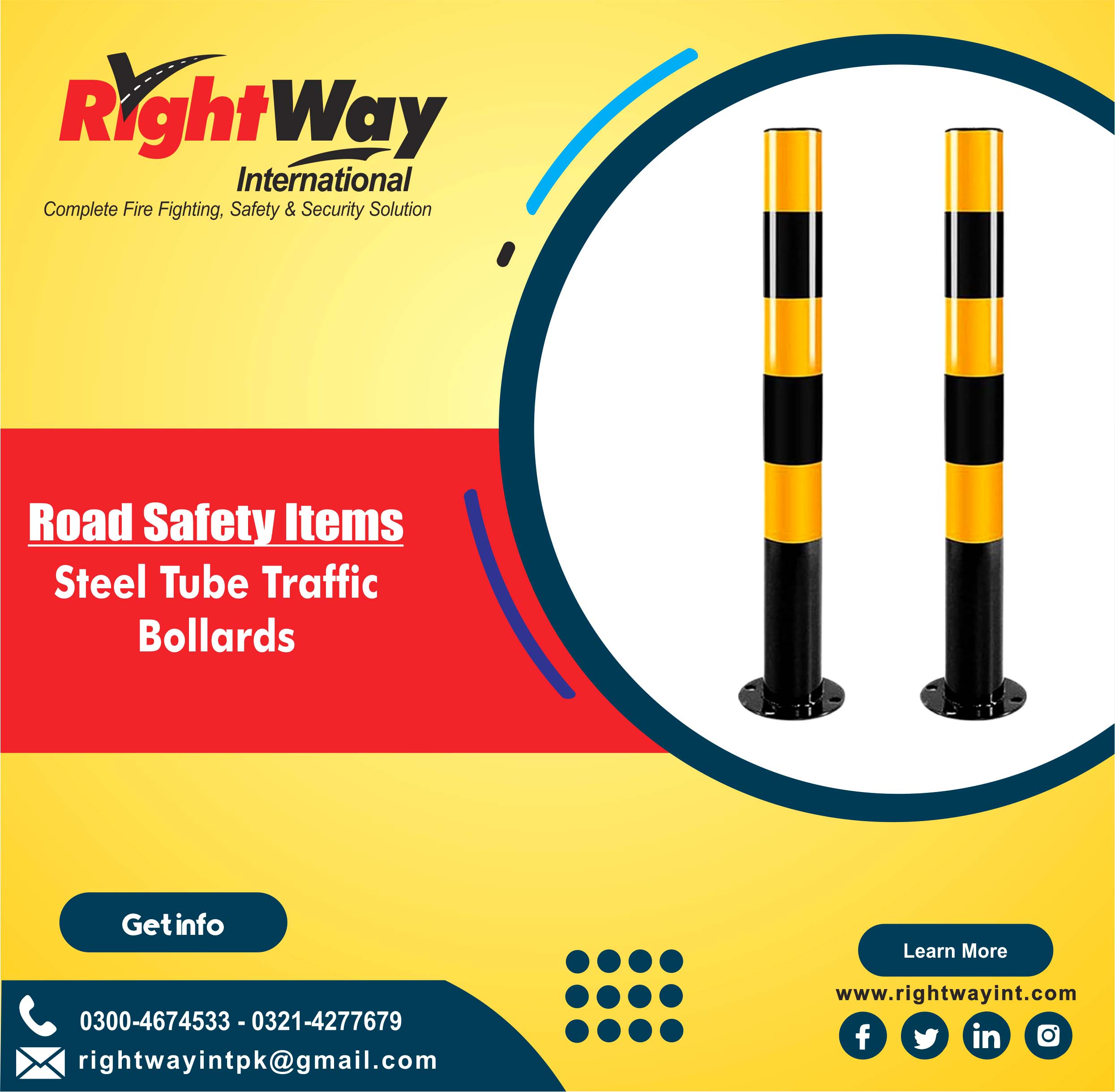 Powder Coated Steel Tube Traffic Bollards
