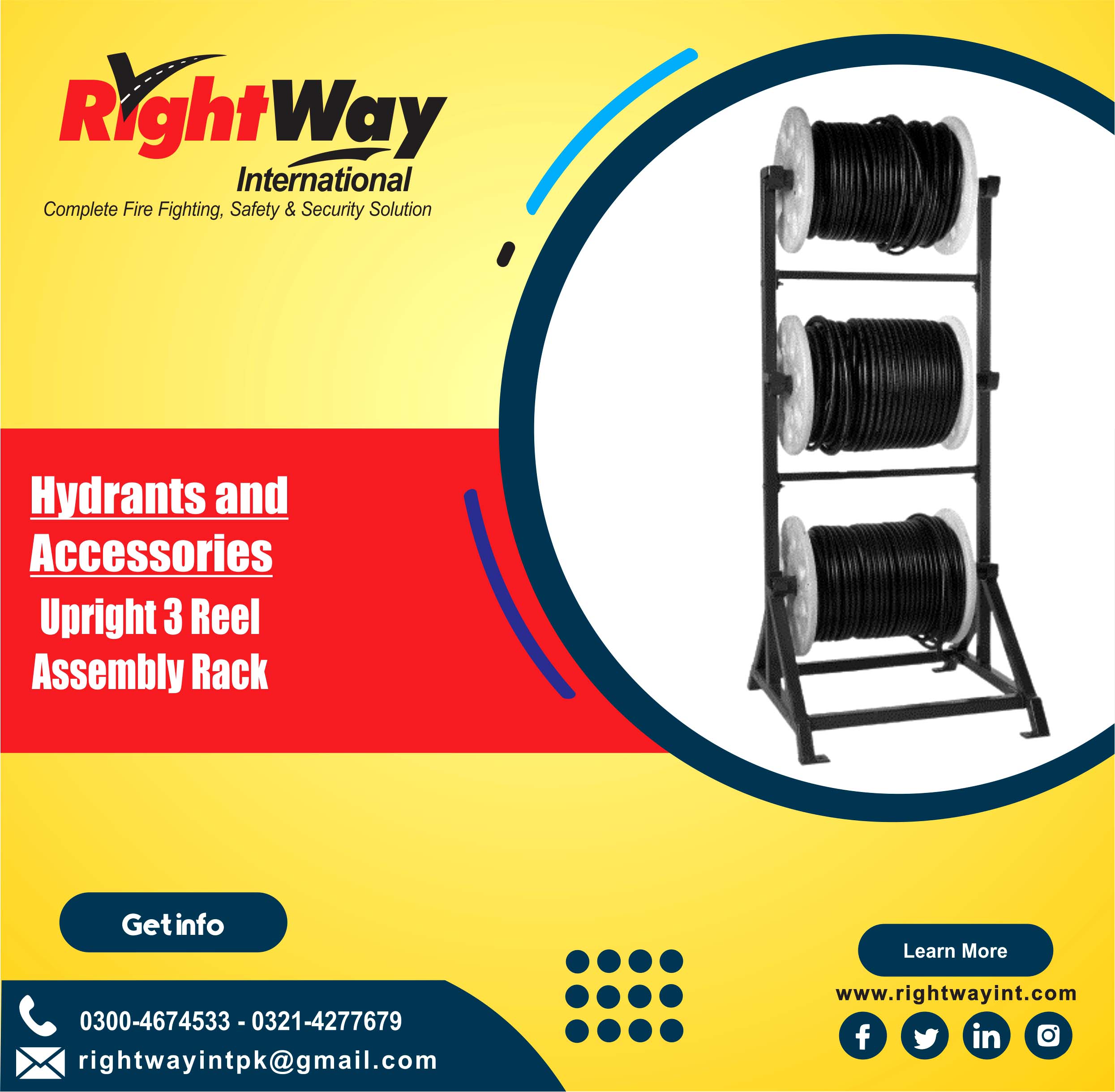 Upright 3 Reel Assembly Rack