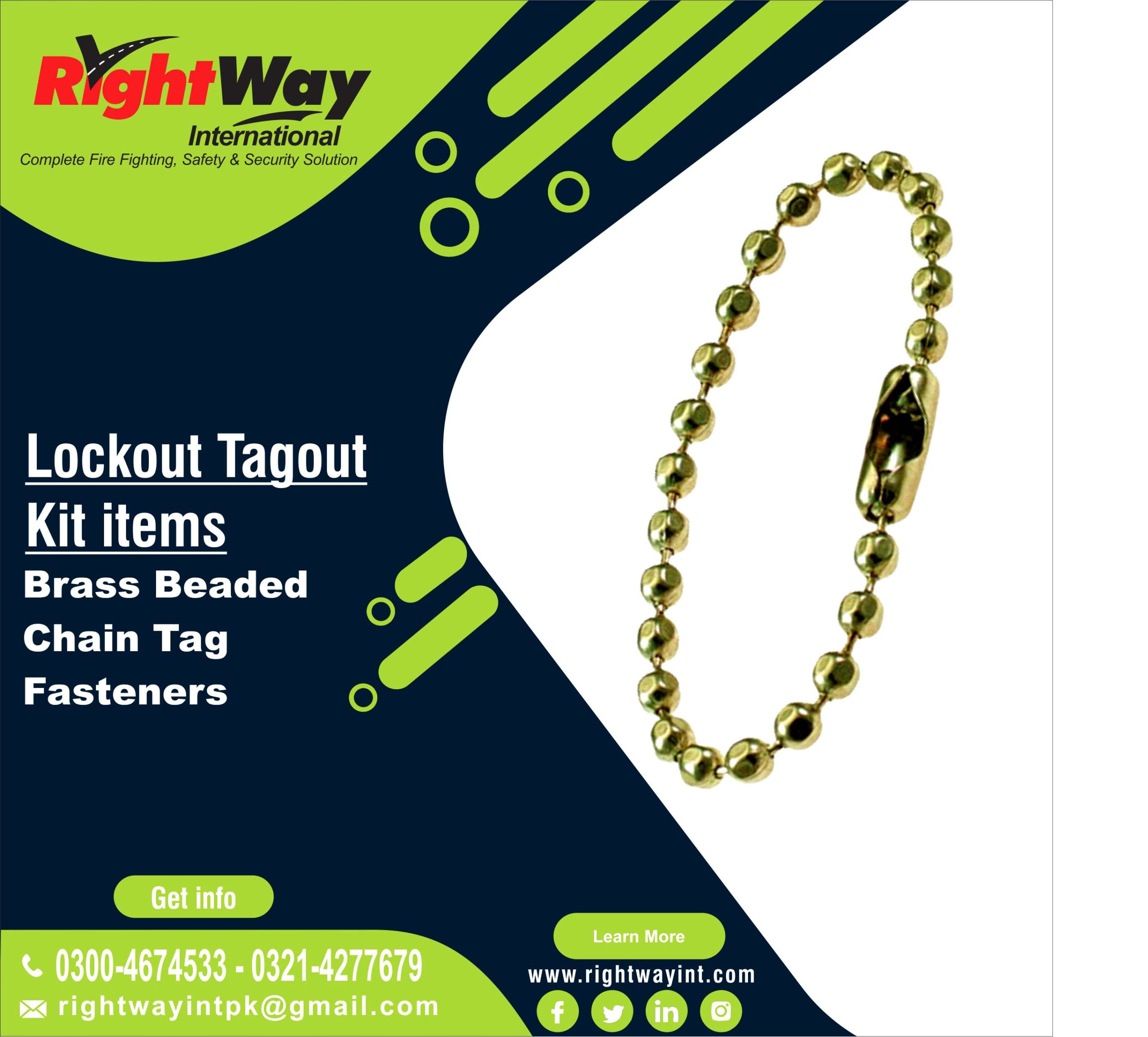 Brass Beaded Chain Tag Fasteners