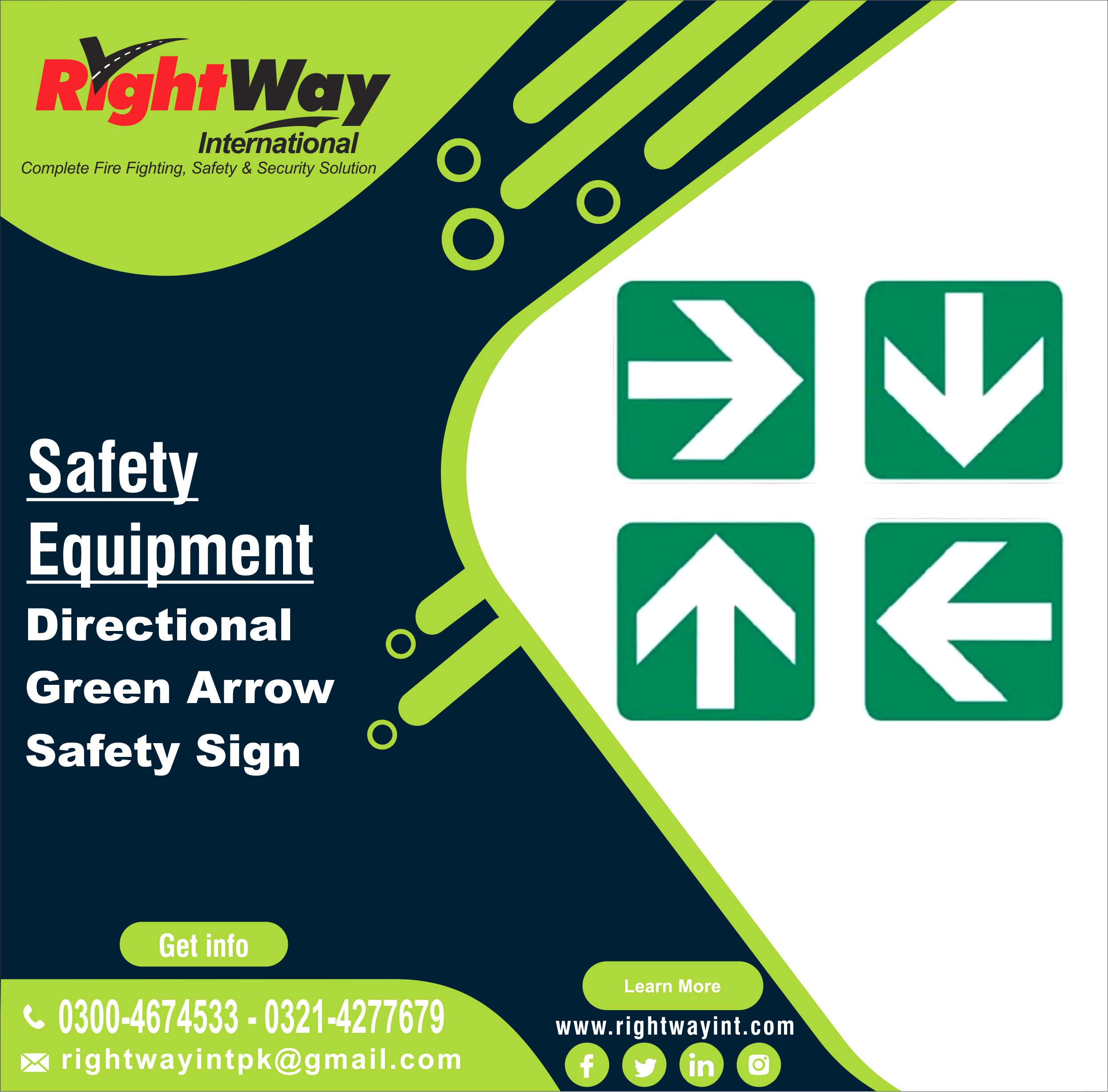 Directional Green Arrow Safety Sign