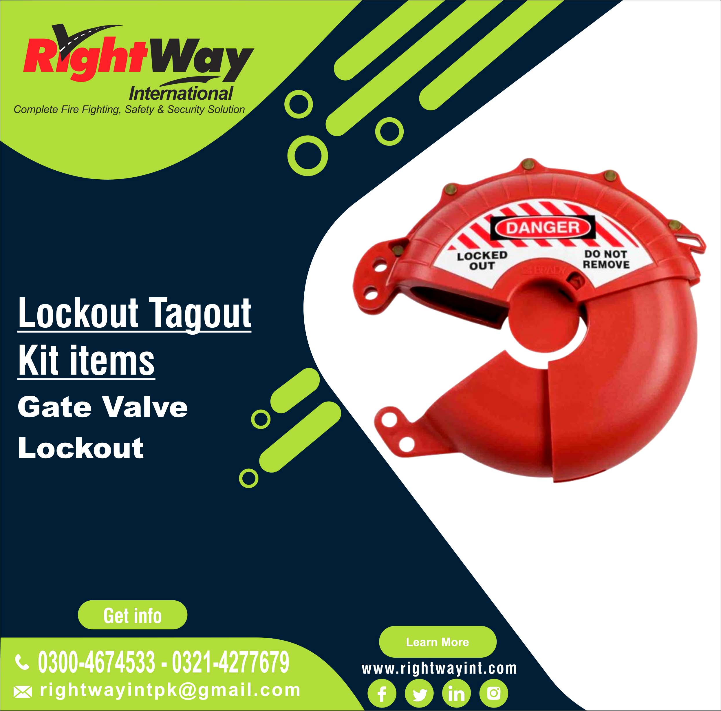 Gate Valve Lockout Adjustable Red Ø25-190 mm