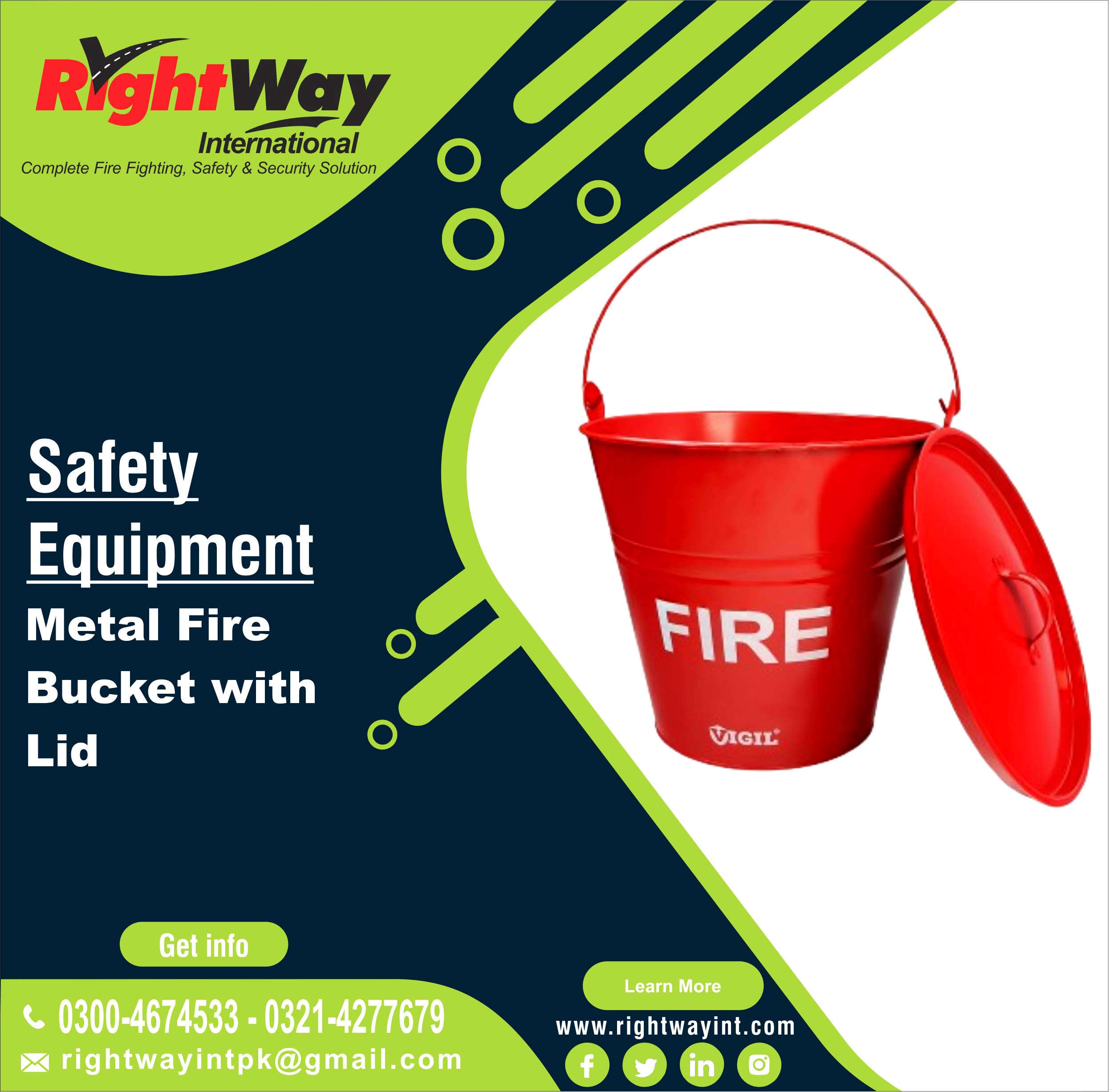 Metal Fire Bucket with Lid