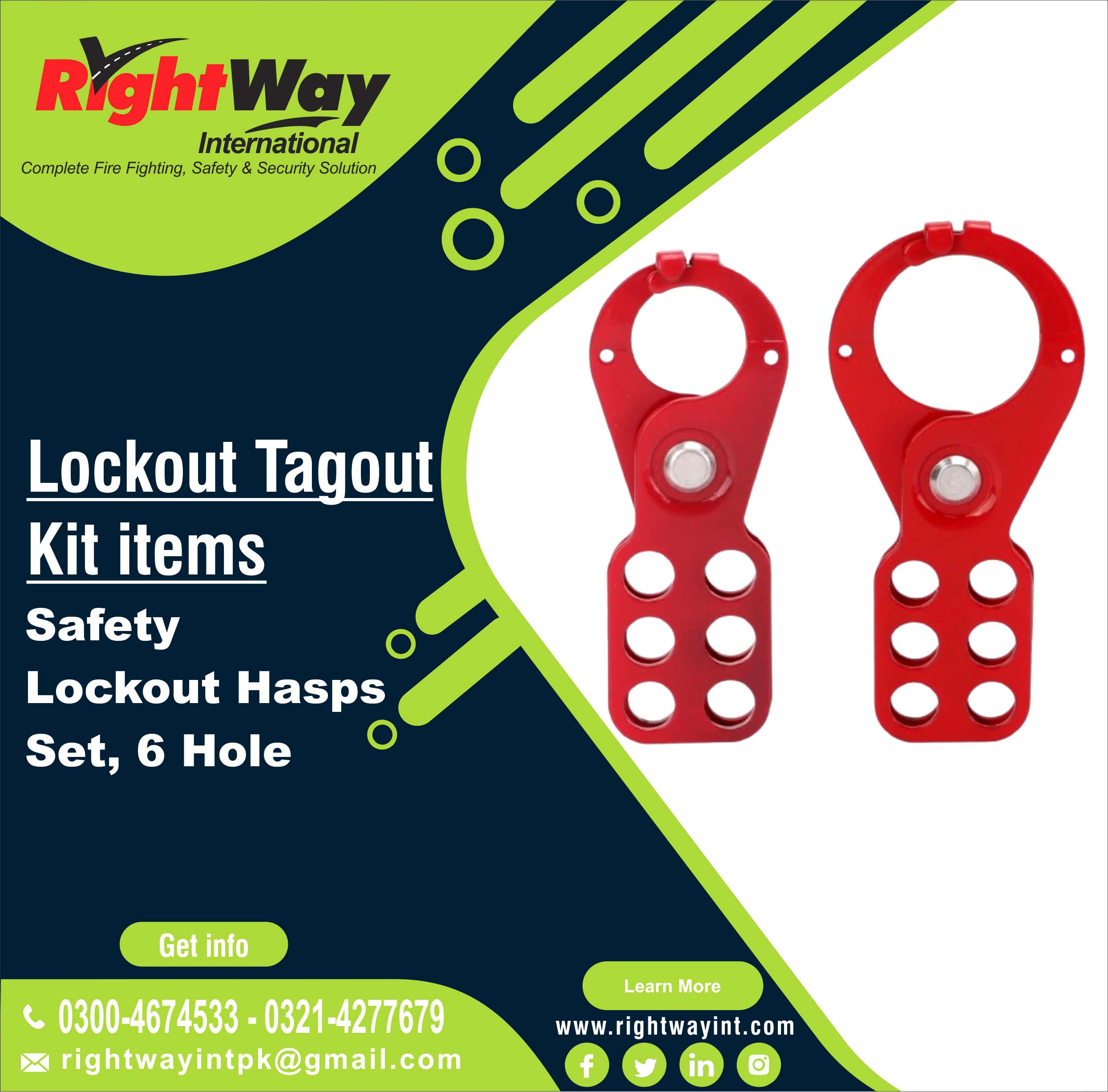 Safety Lockout Hasps Set ''6''Hole