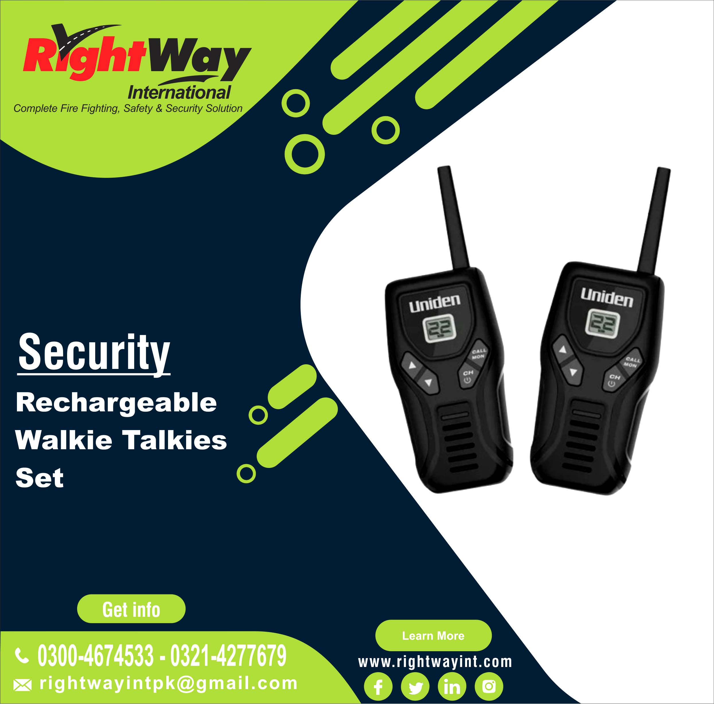 Rechargeable Walkie Talkies Set with 32 Km Range