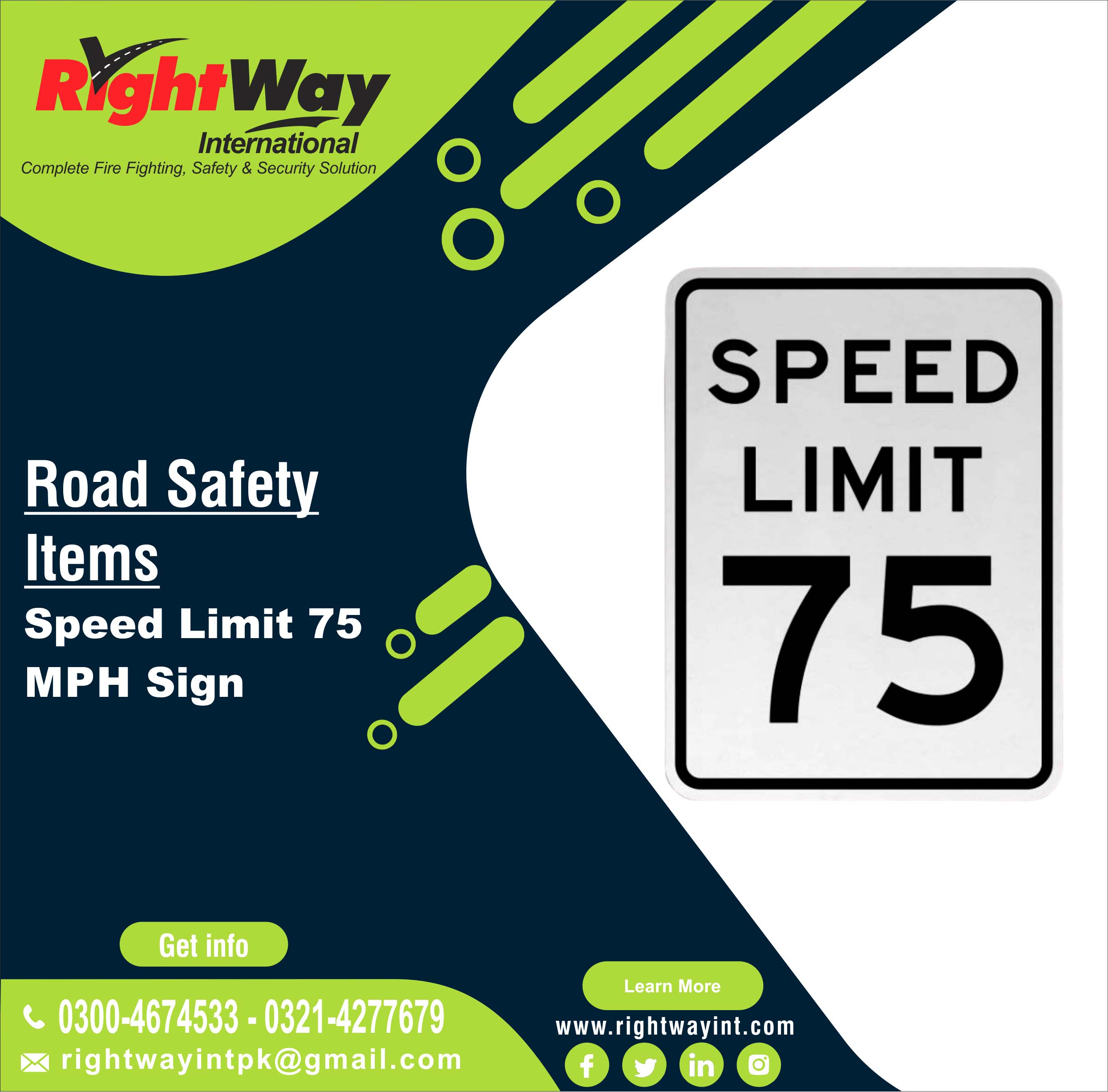 Speed Limit 75 MPH Sign