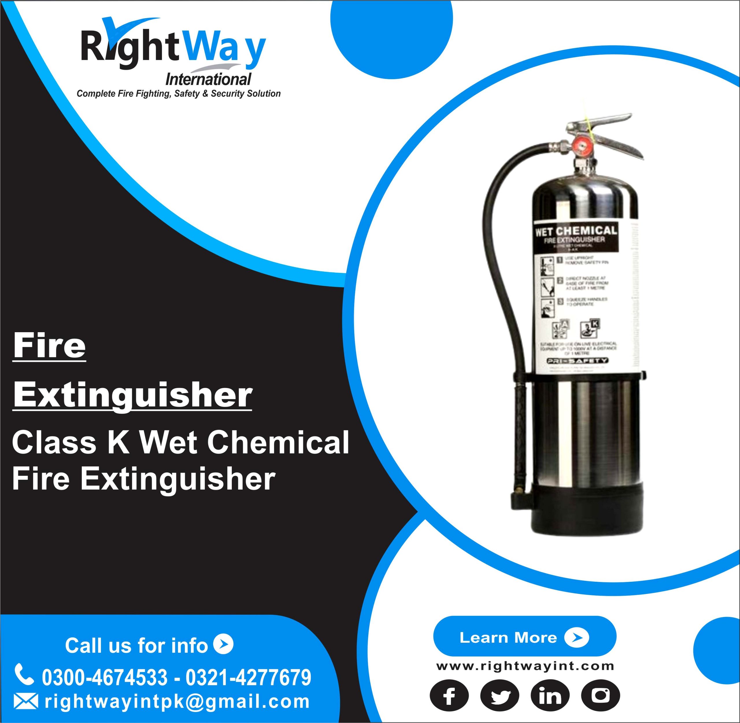 Class K Wet Chemical Fire Extinguisher