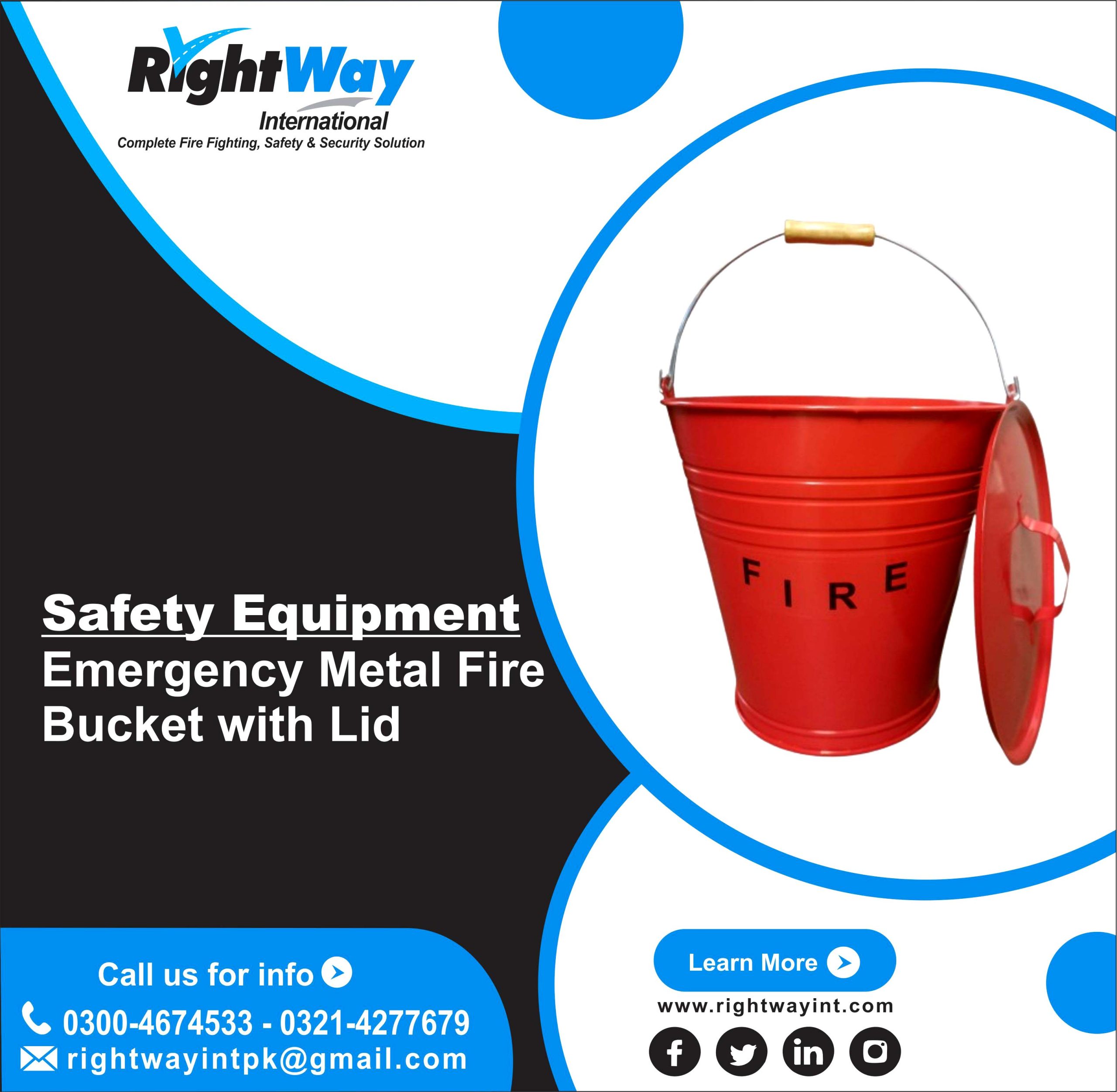 Emergency Metal Fire Bucket with Lid