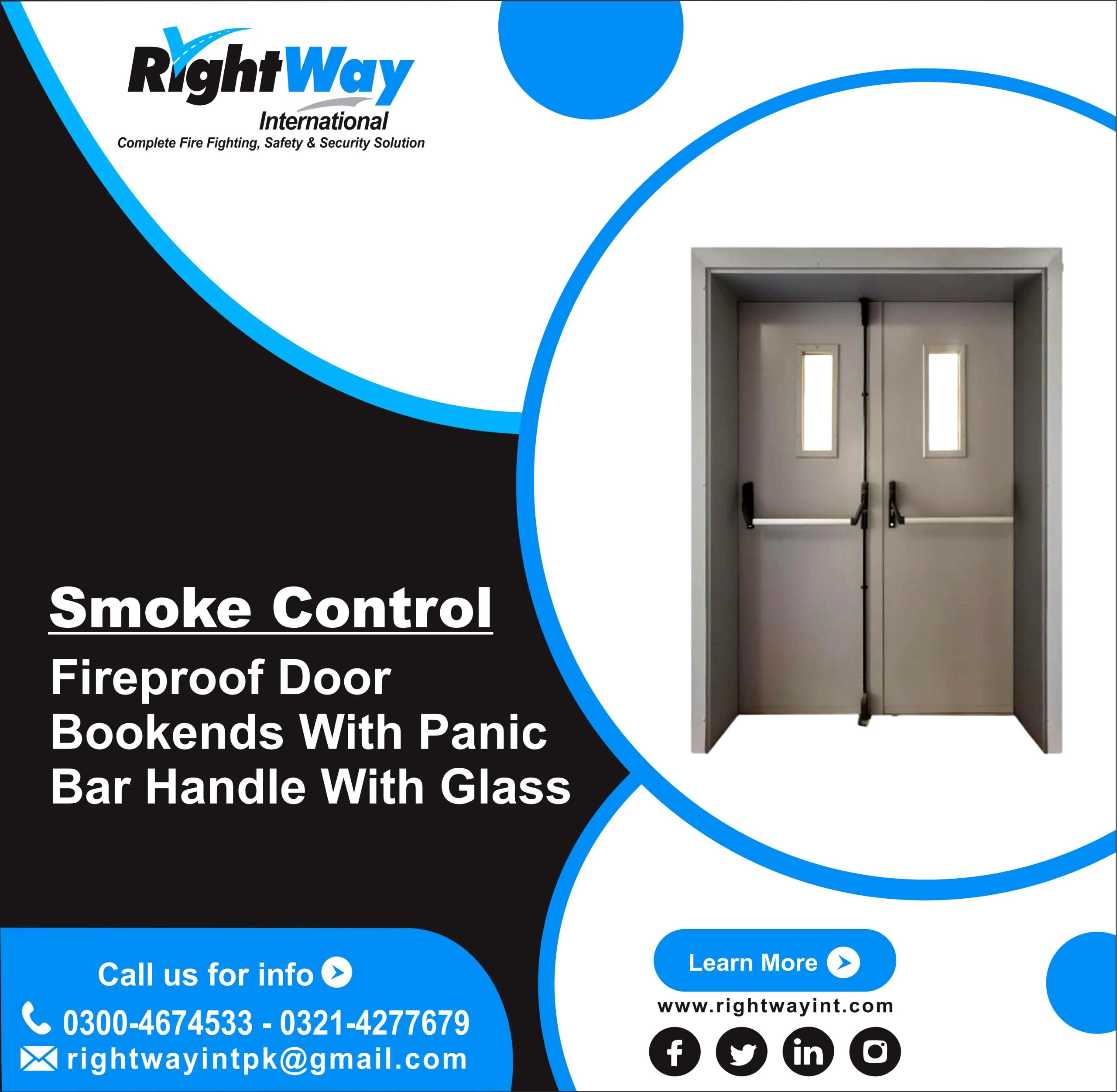 Fireproof Door Bookends With Panic Bar Handle With Glass