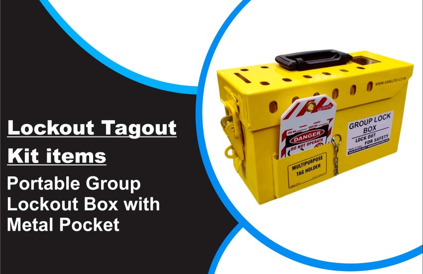 Portable Group Lockout Box with Metal Pocket