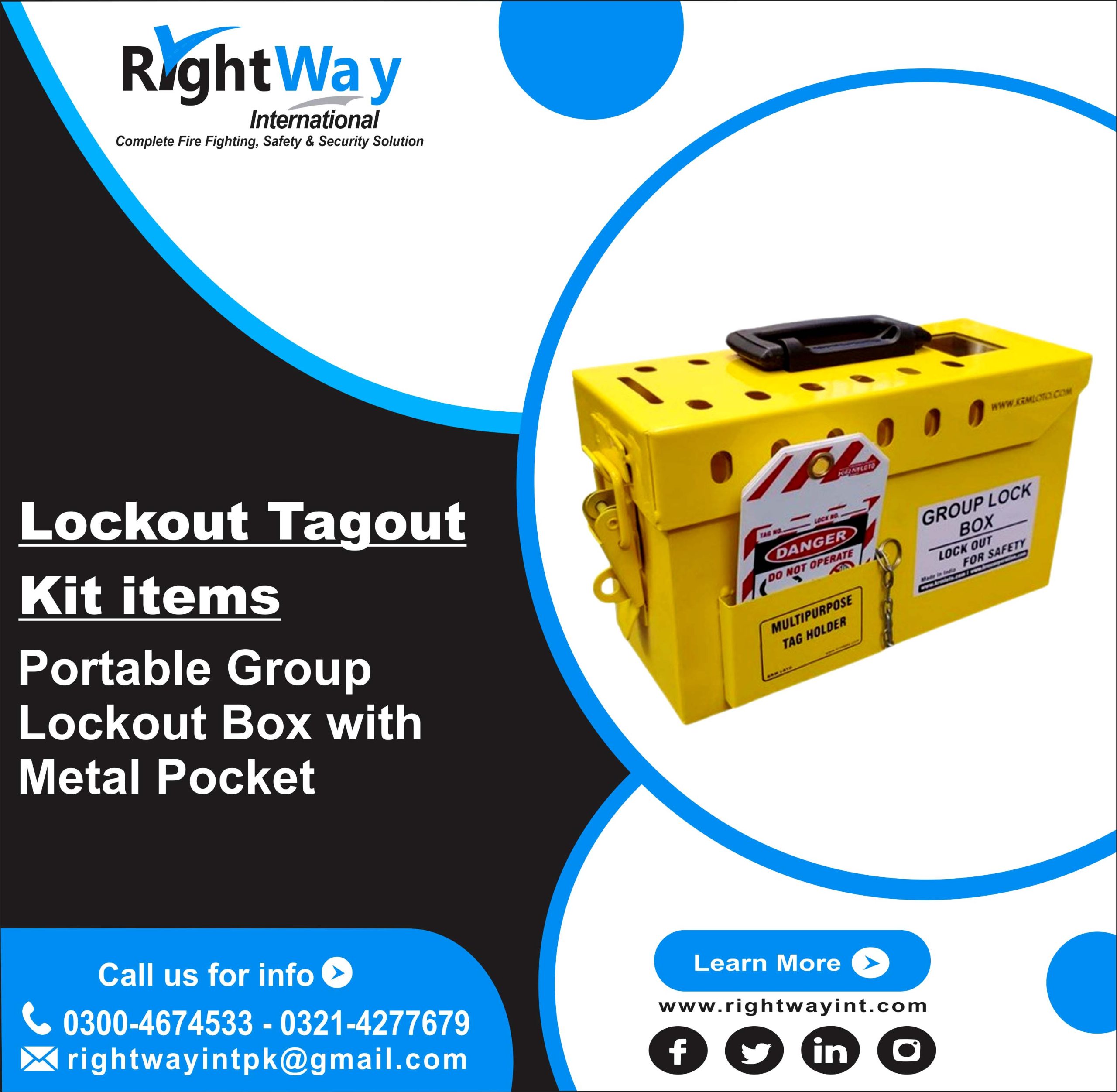 Portable Group Lockout Box with Metal Pocket