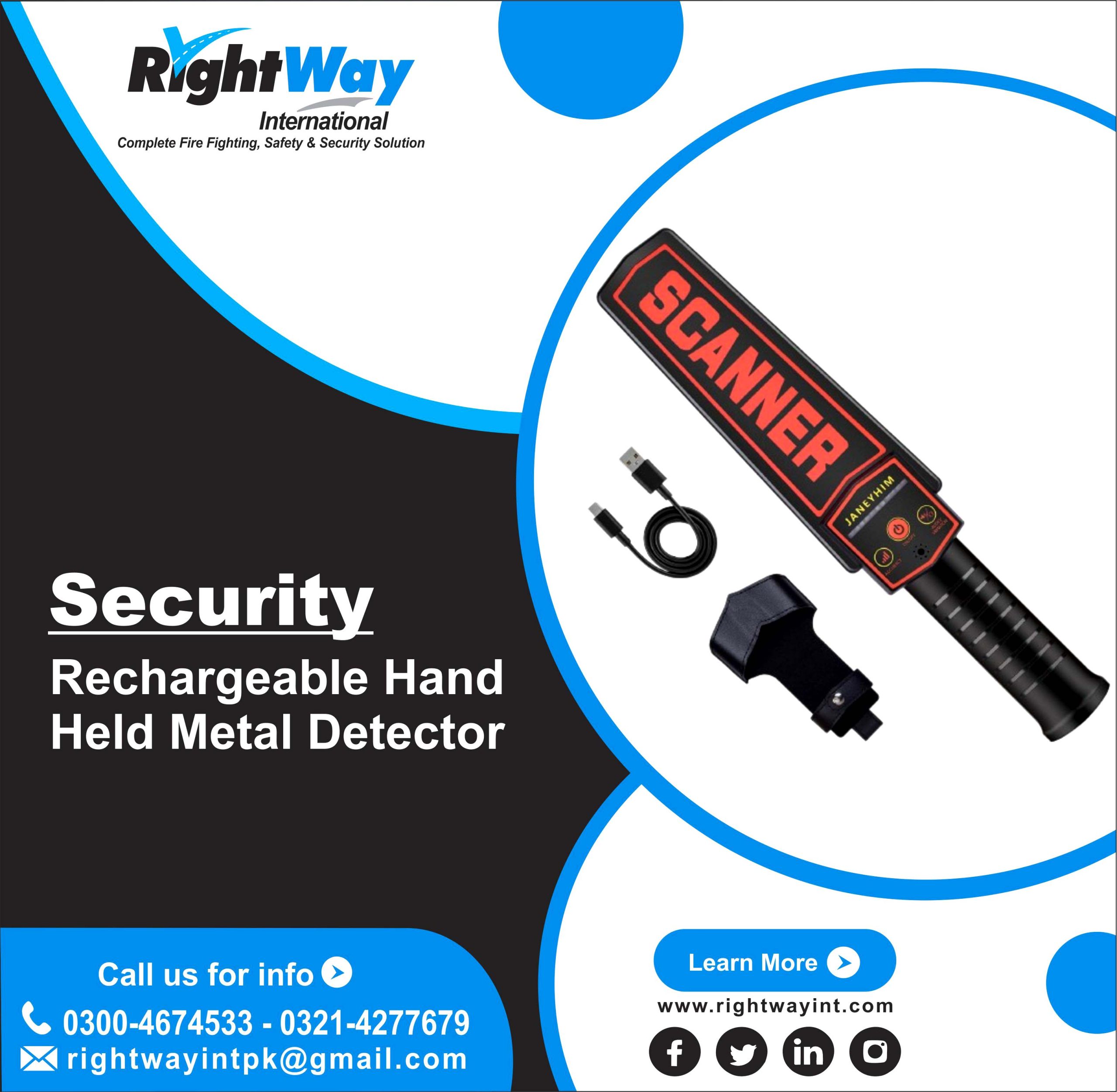 Rechargeable Hand Held Metal Detector
