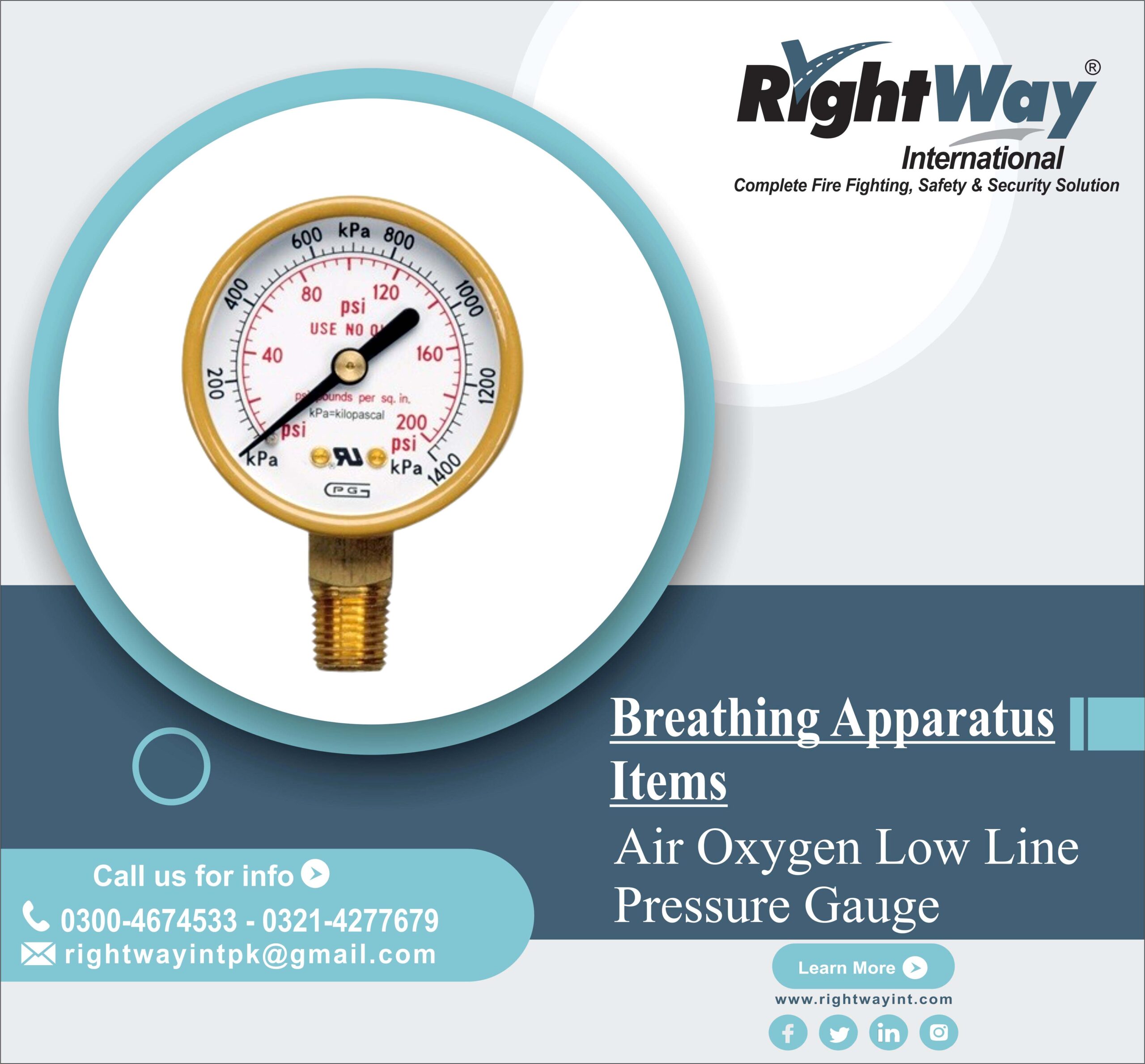 Air Oxygen Low Line Pressure Gauge