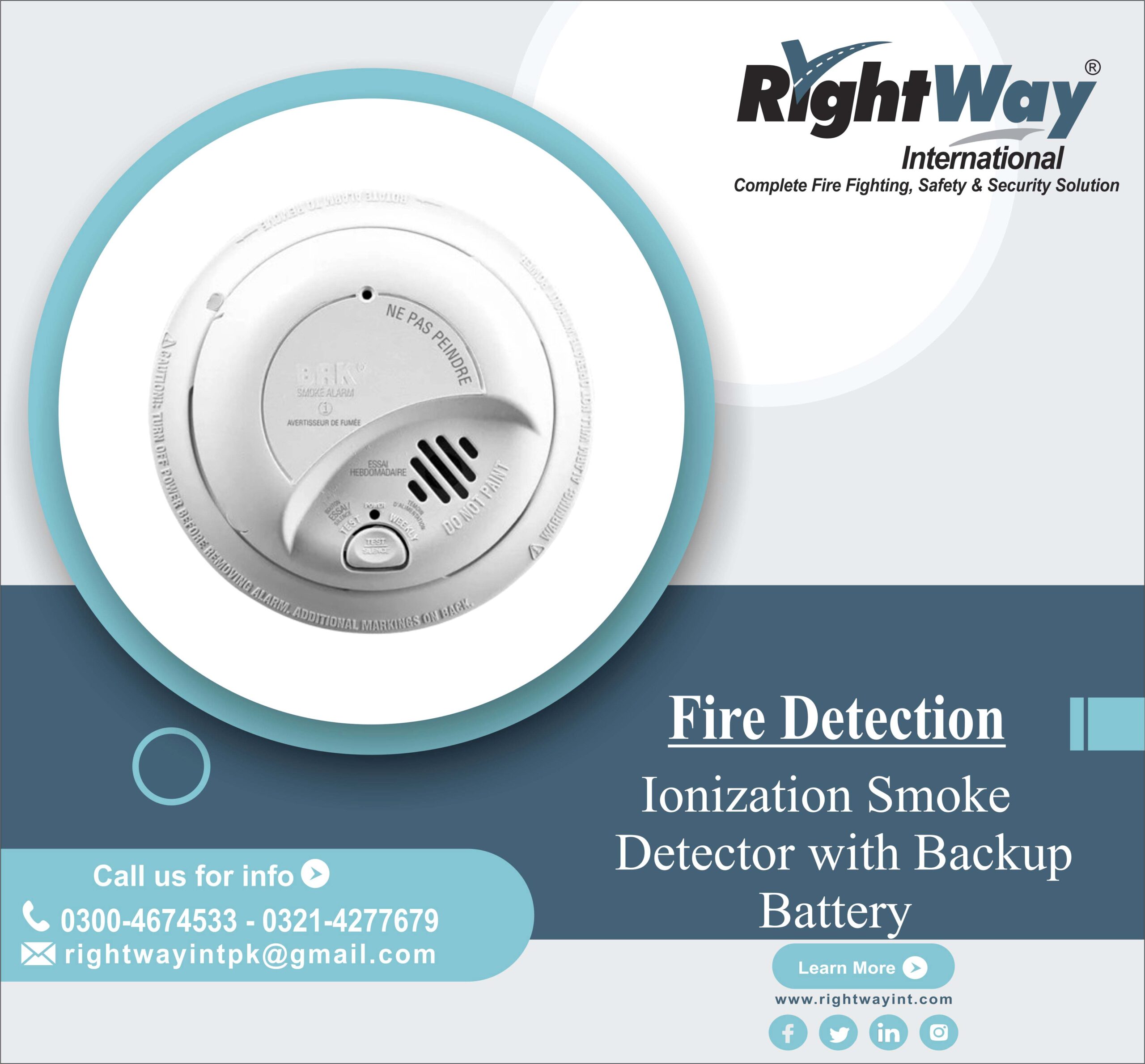 Ionization Smoke Detector with Backup Battery