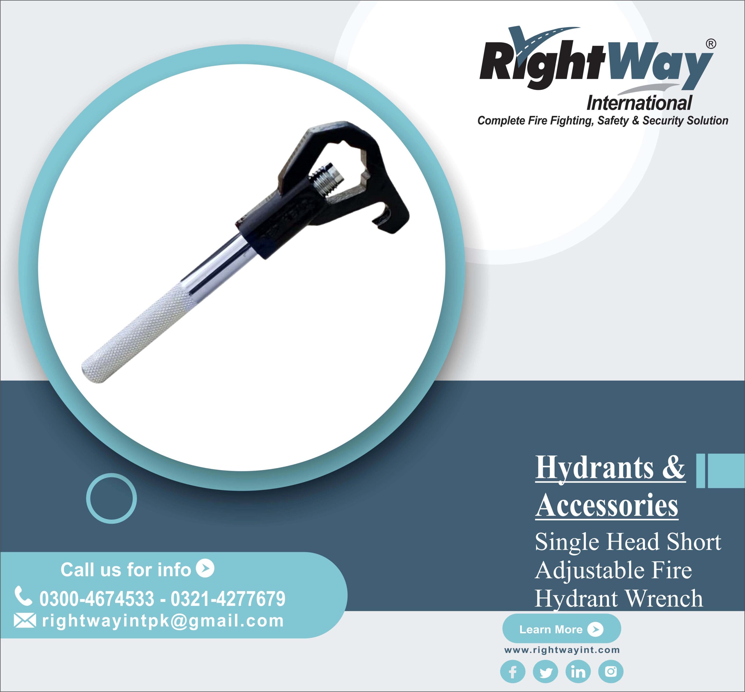 Single Head Short Adjustable Fire Hydrant Wrench