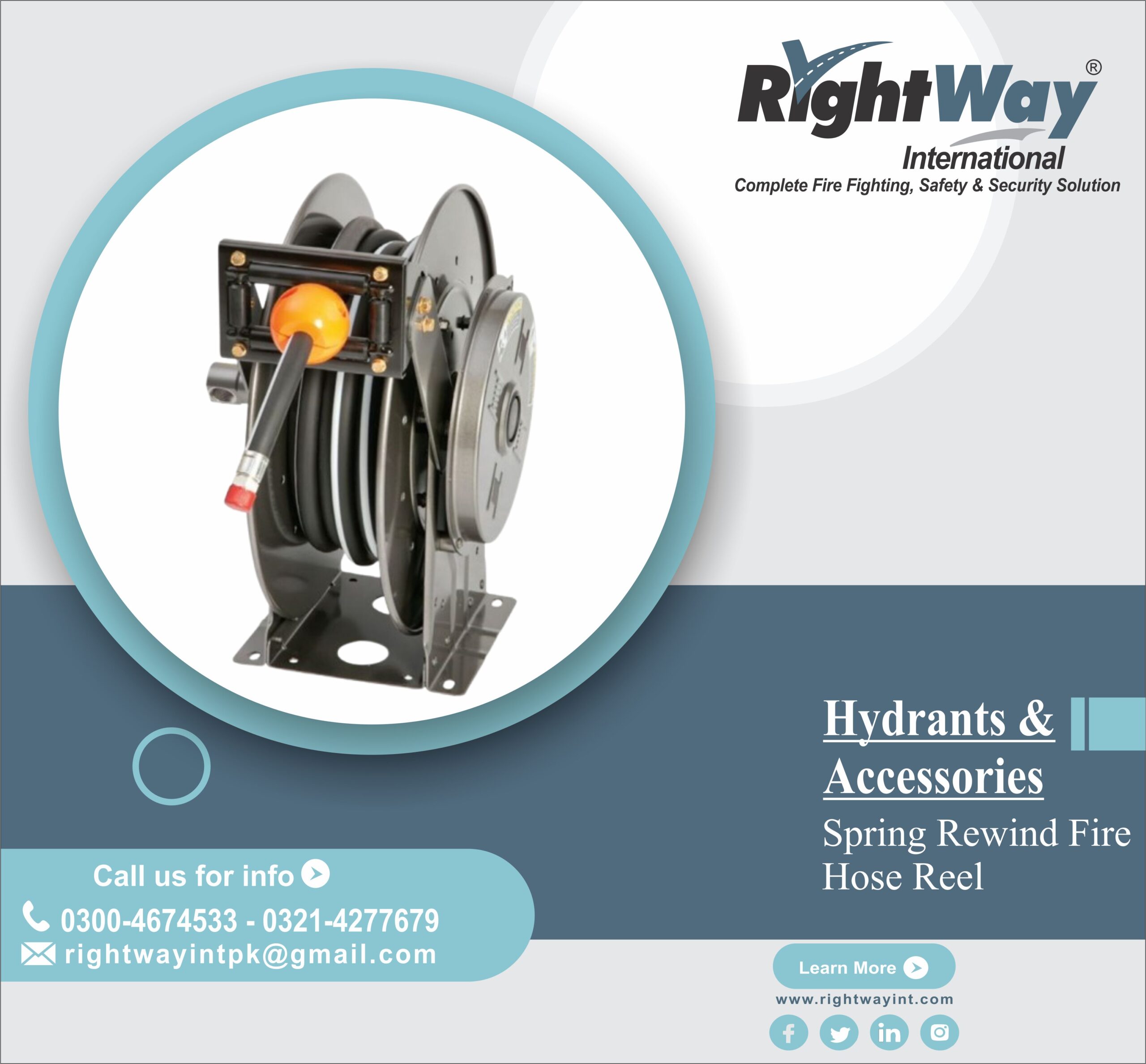 Spring Rewind Fire Hose Reel