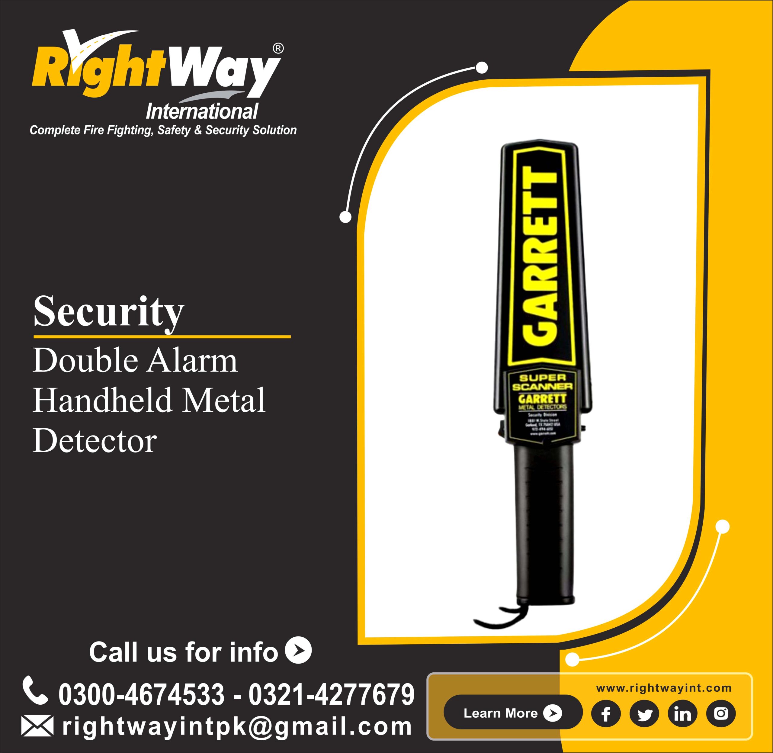 Double Alarm Handheld Metal Detector