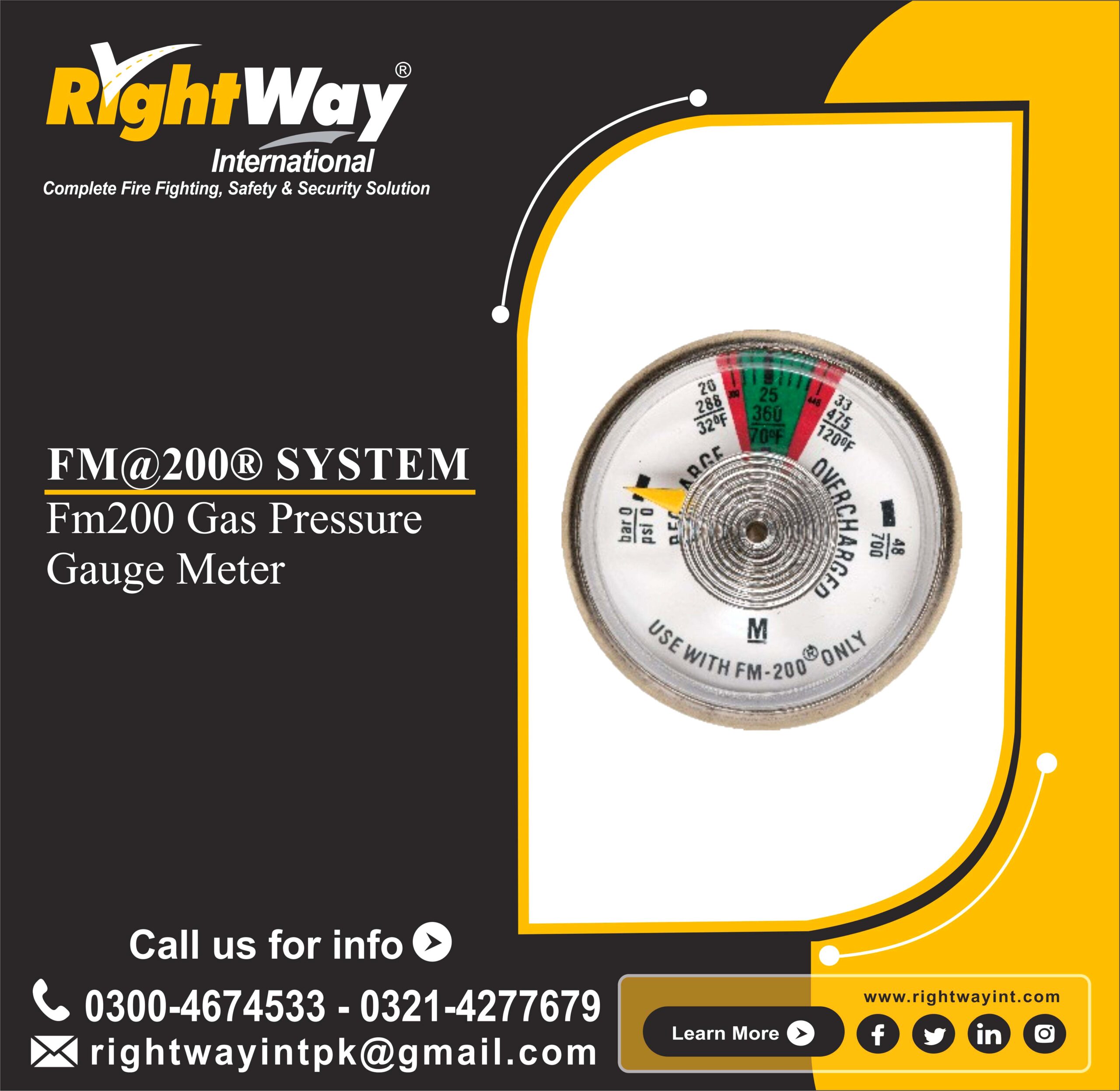 FM200 Gas Pressure Gauge Meter