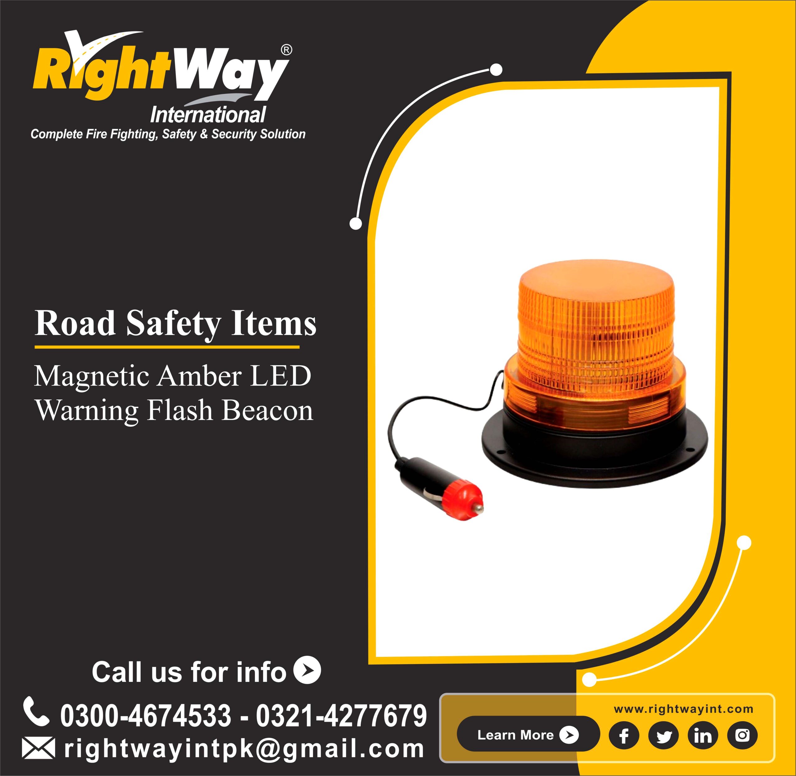 Magnetic Amber LED Warning Flash Beacon