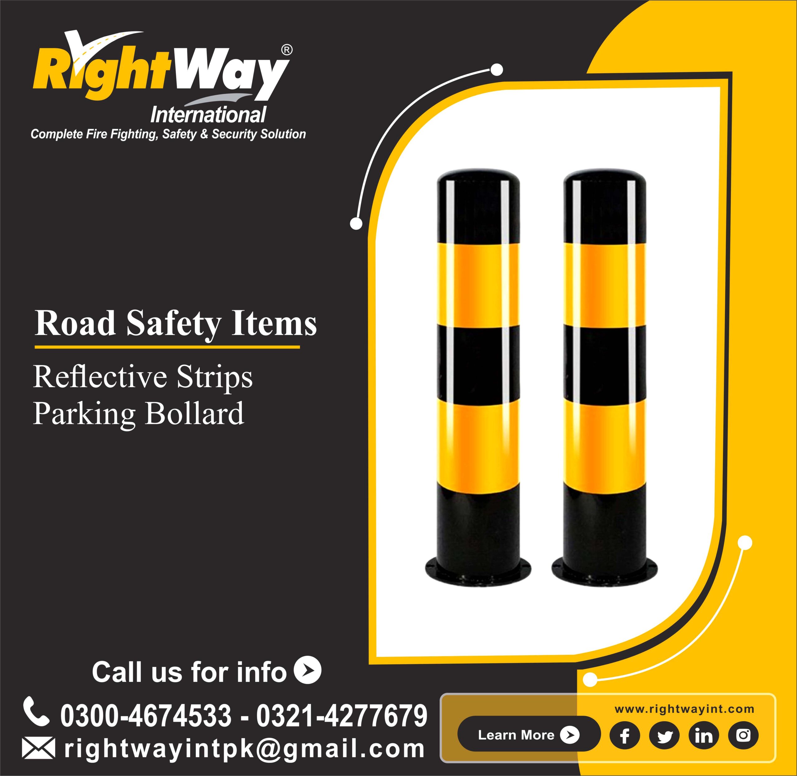 Reflective Strips Parking Bollard