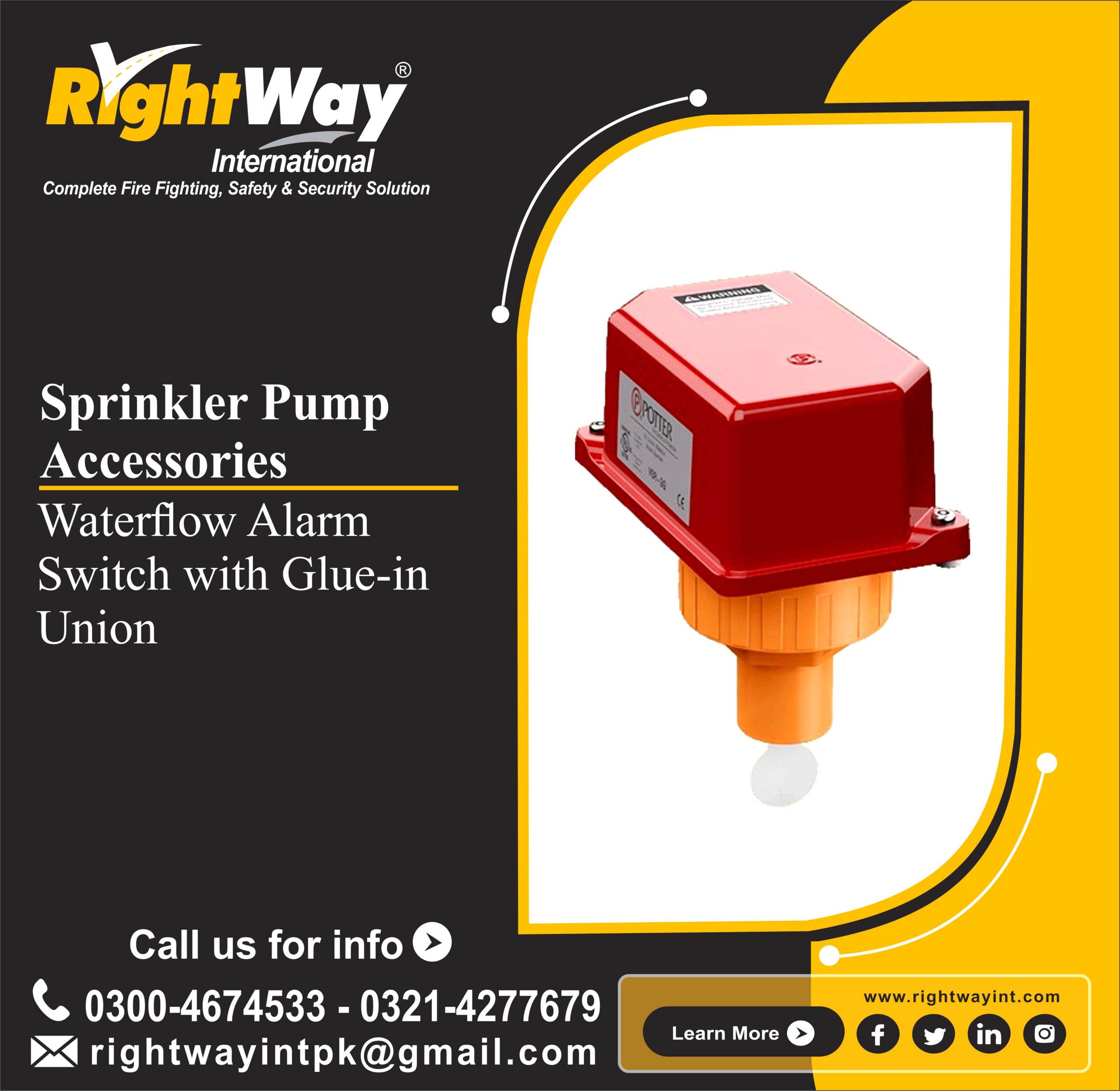 Waterflow Alarm Switch with Glue-in Union