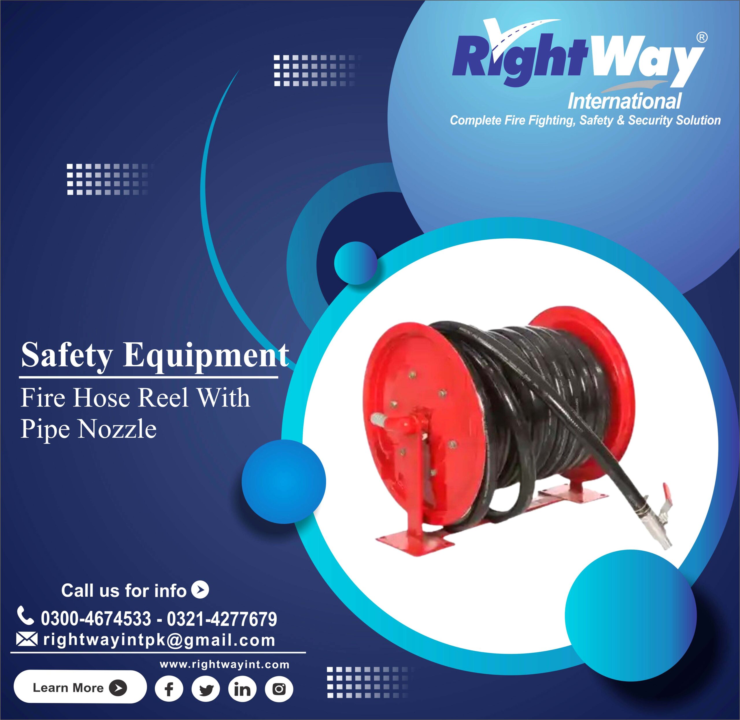 Fire Hose Reel With Pipe Nozzle