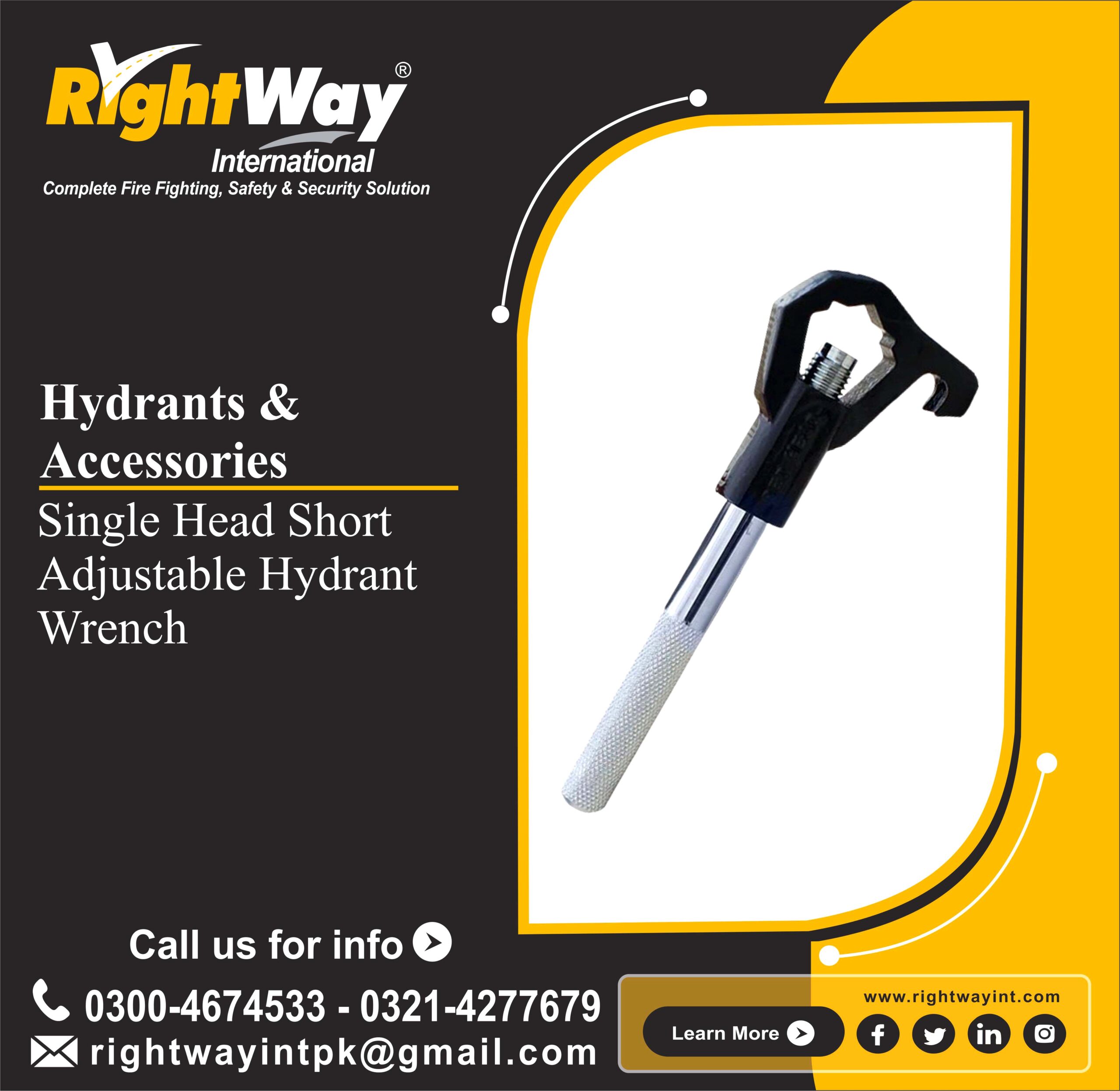 Single Head Short Adjustable Hydrant Wrench